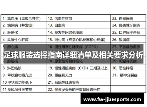 足球服装选择指南详细清单及相关要求分析